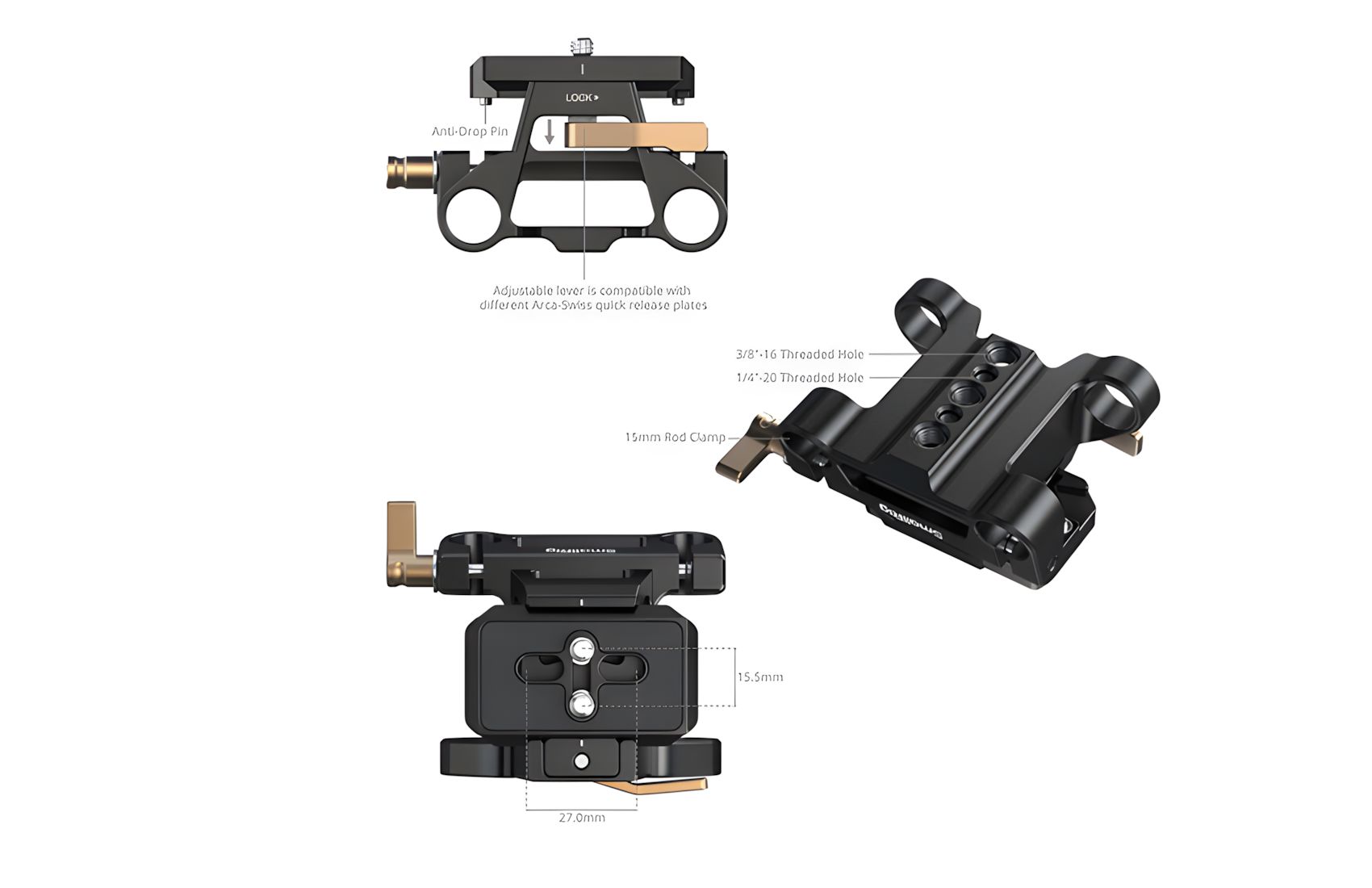 Baseplate Kit Arca Dual 15mm