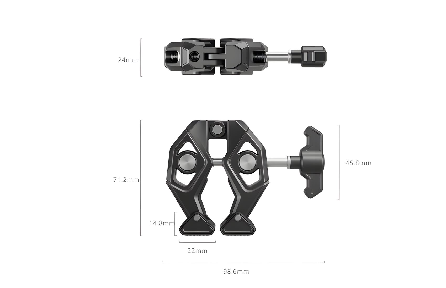 Crab Shaped Clamp w 1/4 thread