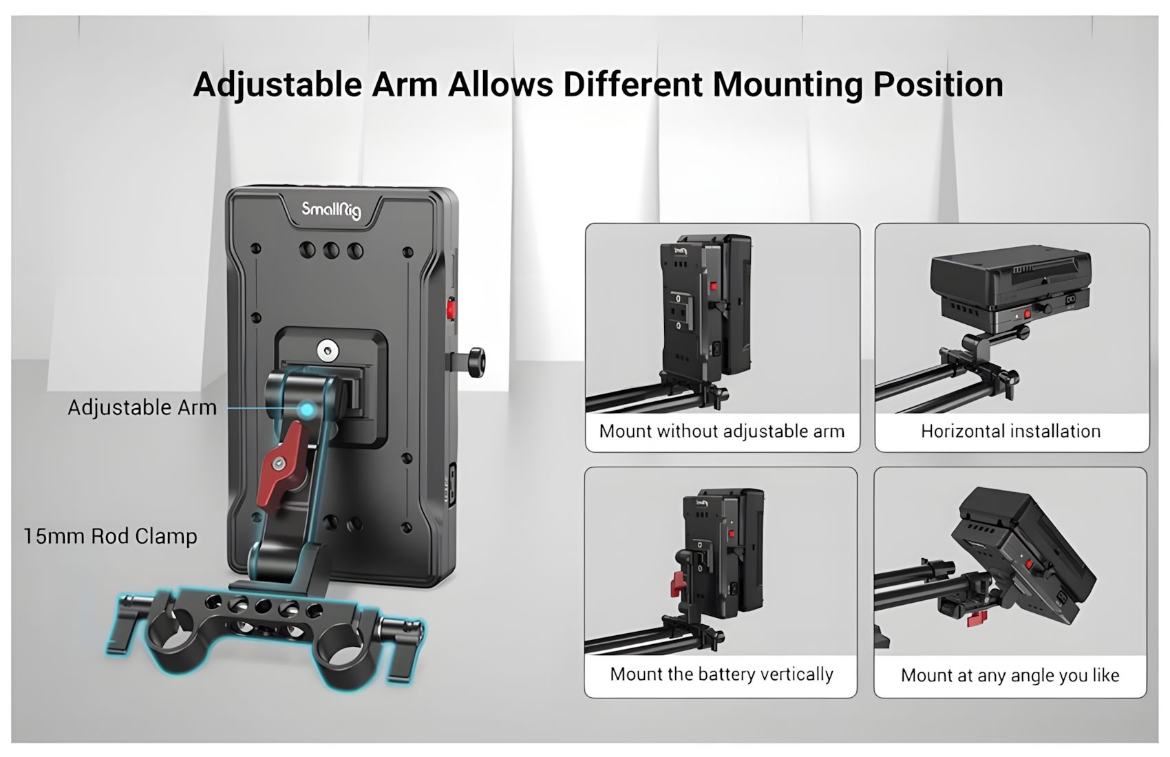V-Mount Plate w Adjustable Arm